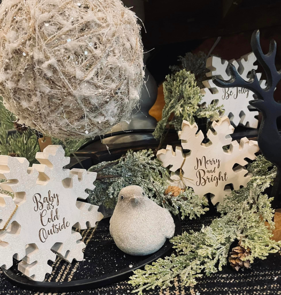 Holiday snowflake decor.