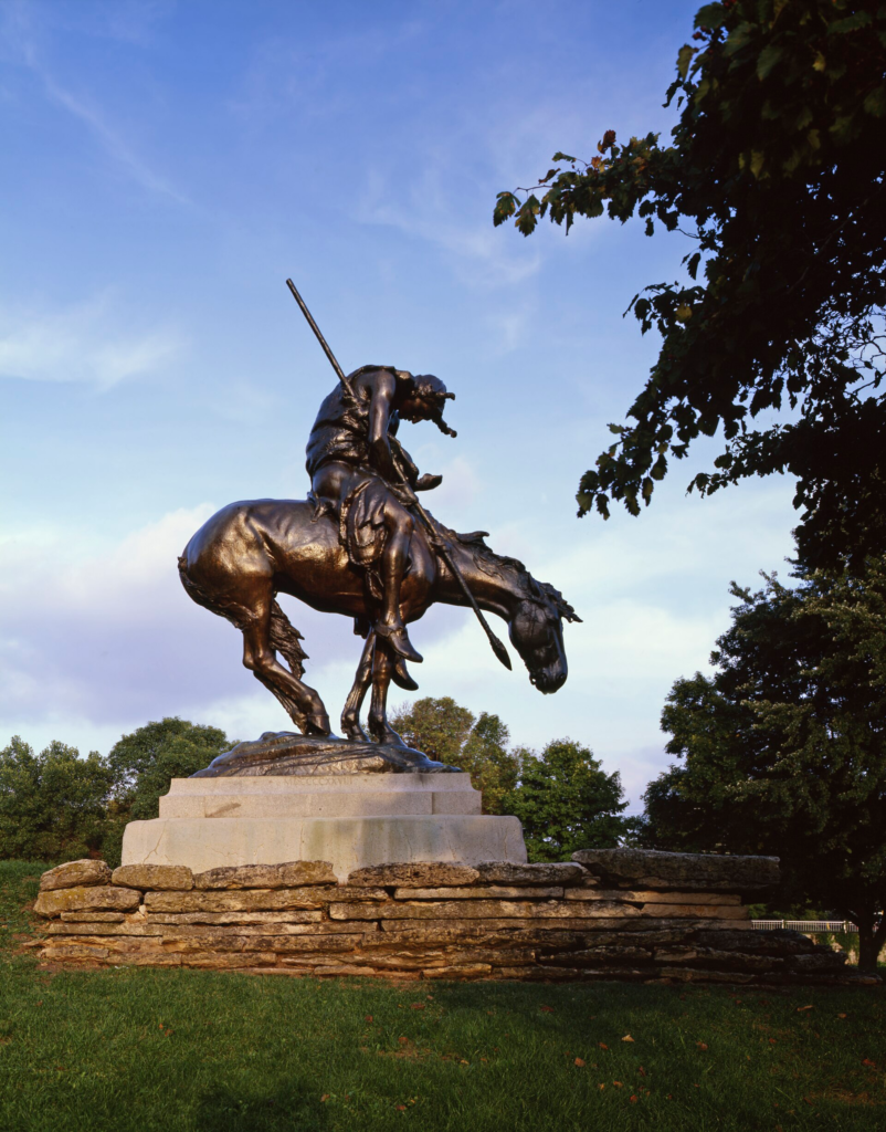 The End of the Trail bronze sculpture by James Earl Fraser in Shaler Park, Waupun.