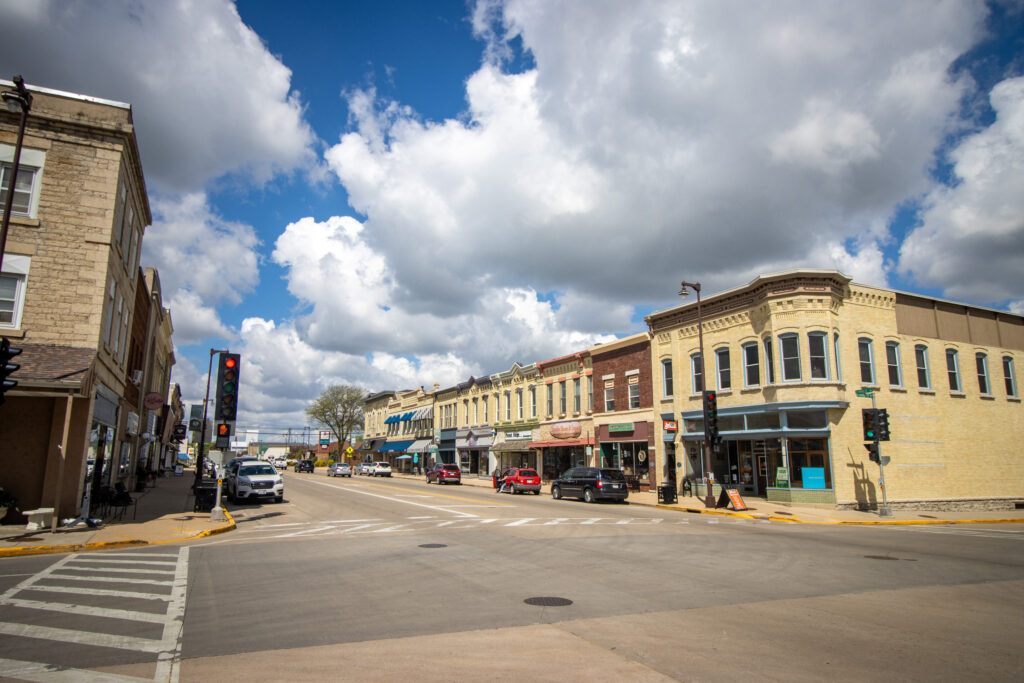 Downtown Waupun storefronts along Main Street today.